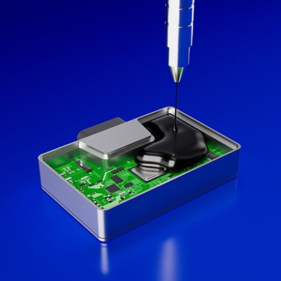 Black potting in housing